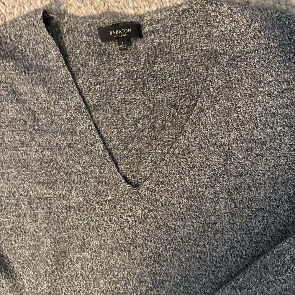Babaton With Linen Gray Marled V-Neck Tunic Sweater Size S